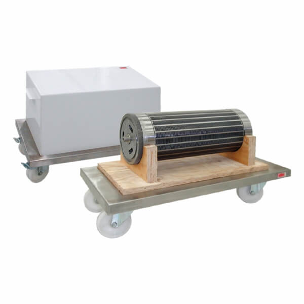Trolley for cylindrical forms